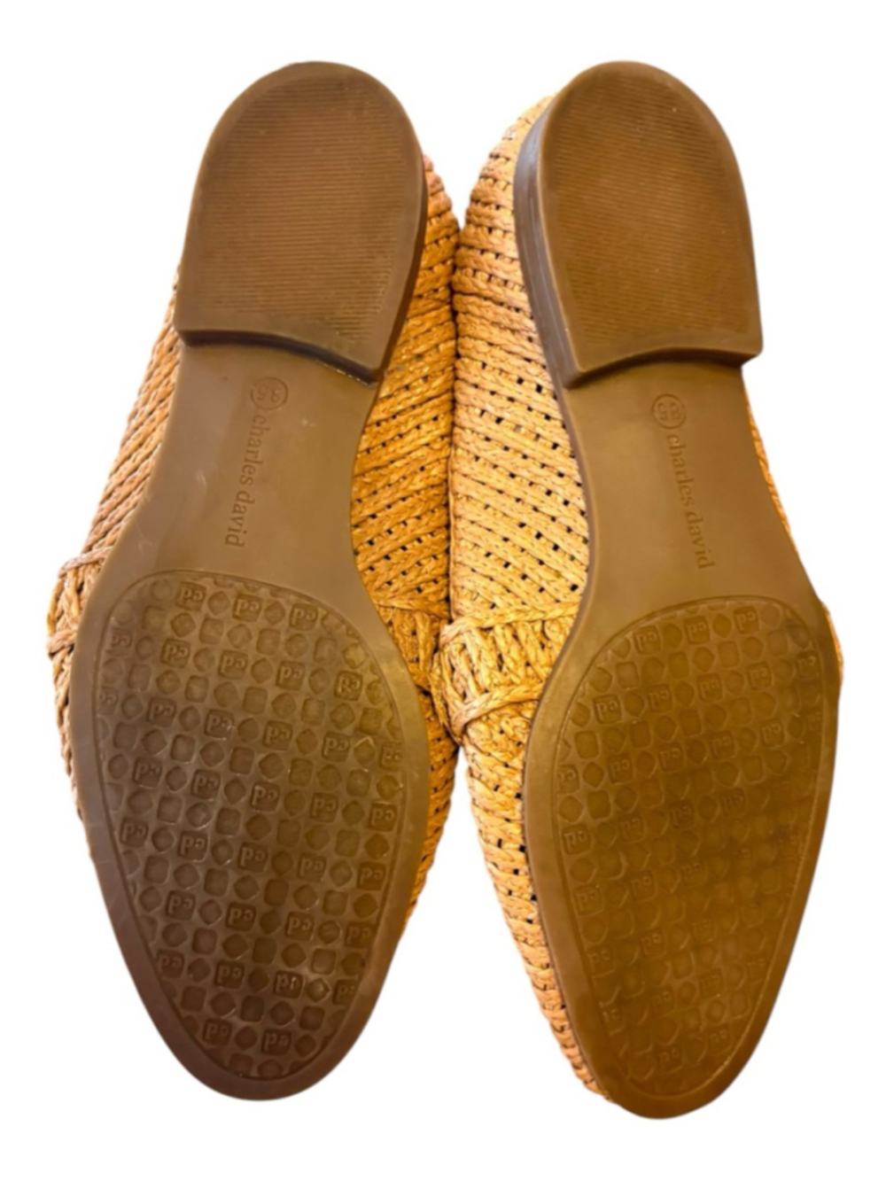 Charles David Woven Raffia Bow Loafers, 9.5, Pointed Toe Slip On Resort Chic - Picture 9 of 12